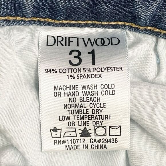 Driftwood Royce Straight Leg Jeans Size 31 Gemini Medium Wash High Rise Denim - Picture 12 of 13